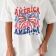 AMERICA's Independence Day Graphic Tee with Star and Stripe Bow Detail