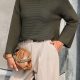 Commuter Style Loose Cropped Sleeve Solid Color Knitted Sweater