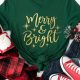 Festive Green Starry Letter Print Tee