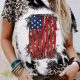 Leopard Print Vintage American Flag Graphic Tee