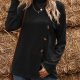 Long Sleeve Asymmetric Button Split High Neck Sweater